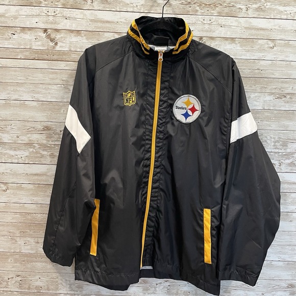 Team Apparel Other - NFL Team Apparel‎ Steelers Youth L 14/16 Windbreaker Jacket Full Zip Black Gold